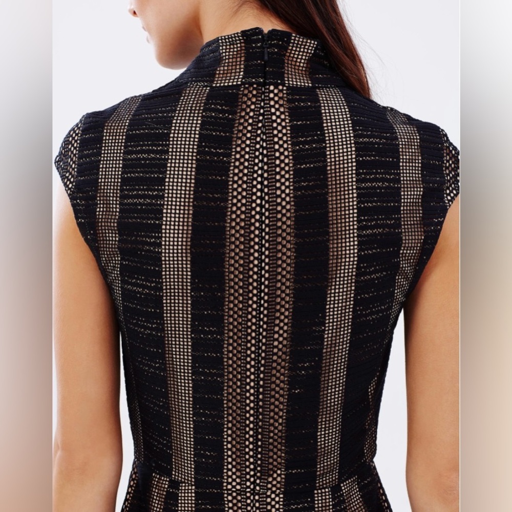 NWT Misha Collection Chiara Mesh Lace Midi Dress in Ebony - Picture 10 of 11